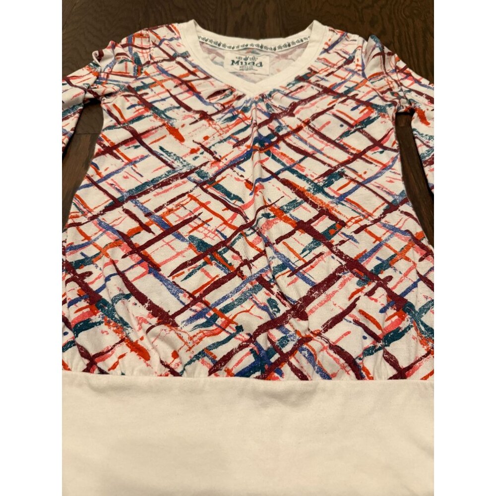 Y2K 2000's Mudd Colorful Splatter Print Long-Sleeve Abstract Pattern Medium Top - Picture 11 of 11